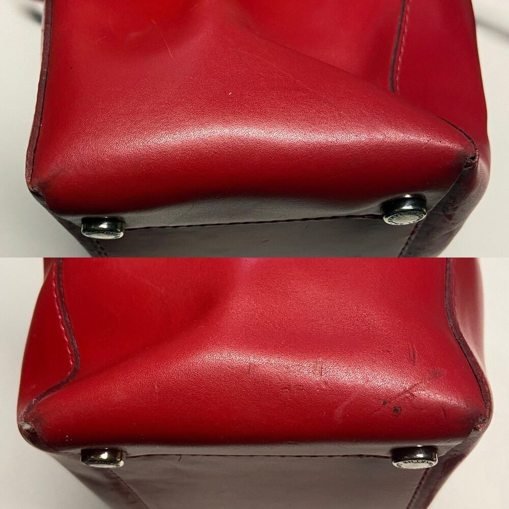 Lamarthe Red Leather Tote Bag Open Top 12"W x 10.5"H x 4.5"D Minimalist Italy - Picture 15 of 16
